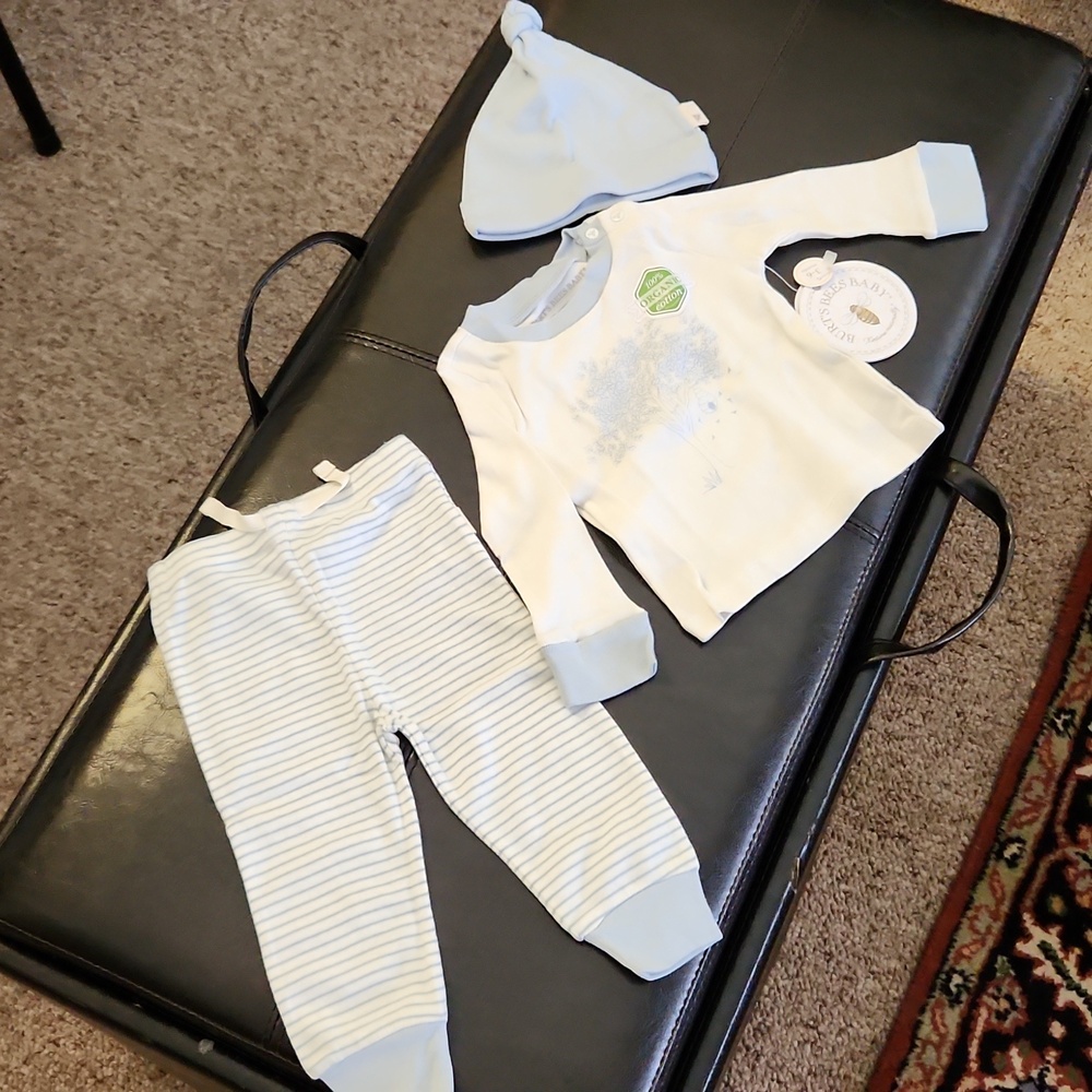 NEW Burt's Bees Organic Cotton Infant Pant set 3-6 mo